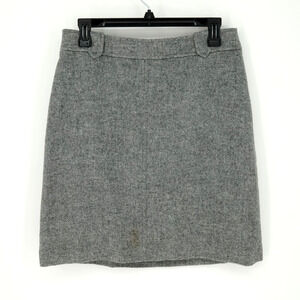 Talbots Skirt Womens Size 6 Gray Herringbone Wool Blend Tweed Lined Short Career